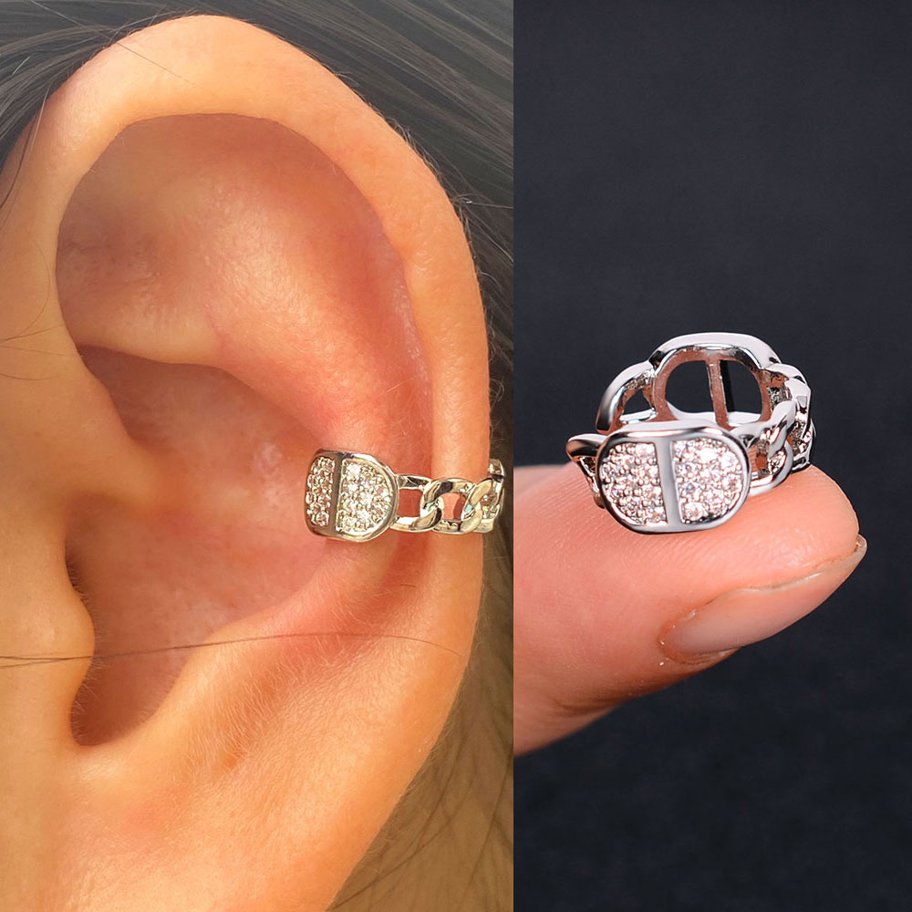 1pc nova chegada moda requintado arco-íris zircão orelha manguito brinco para a mulher geometria cristal sem piercing orelha clipe de jóias de verão