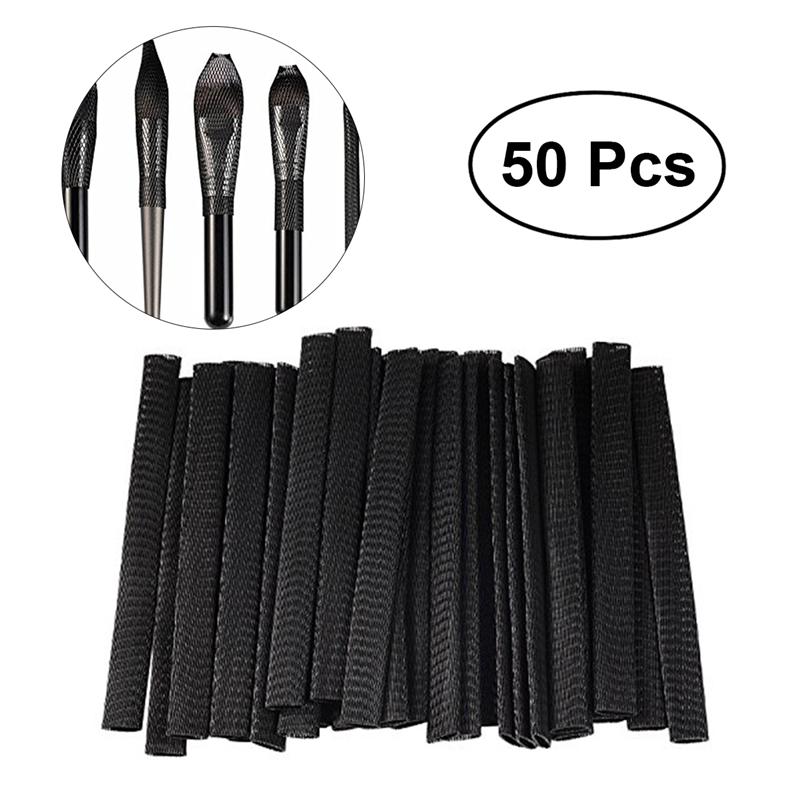 50/100pcs Makeup Brushes Net Protector Guard Elastic Mesh Beauty Make Up Cosmetic Brush Pen Cover: black 50pcs