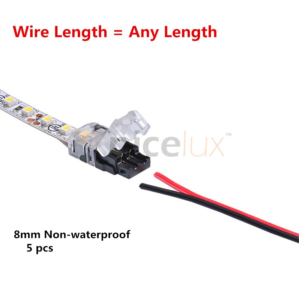 5 pcs Connector voor LED Strip 2 pin 8mm niet-waterdichte led connector 3528 voor strip light draad verbinding DIY LED Tape