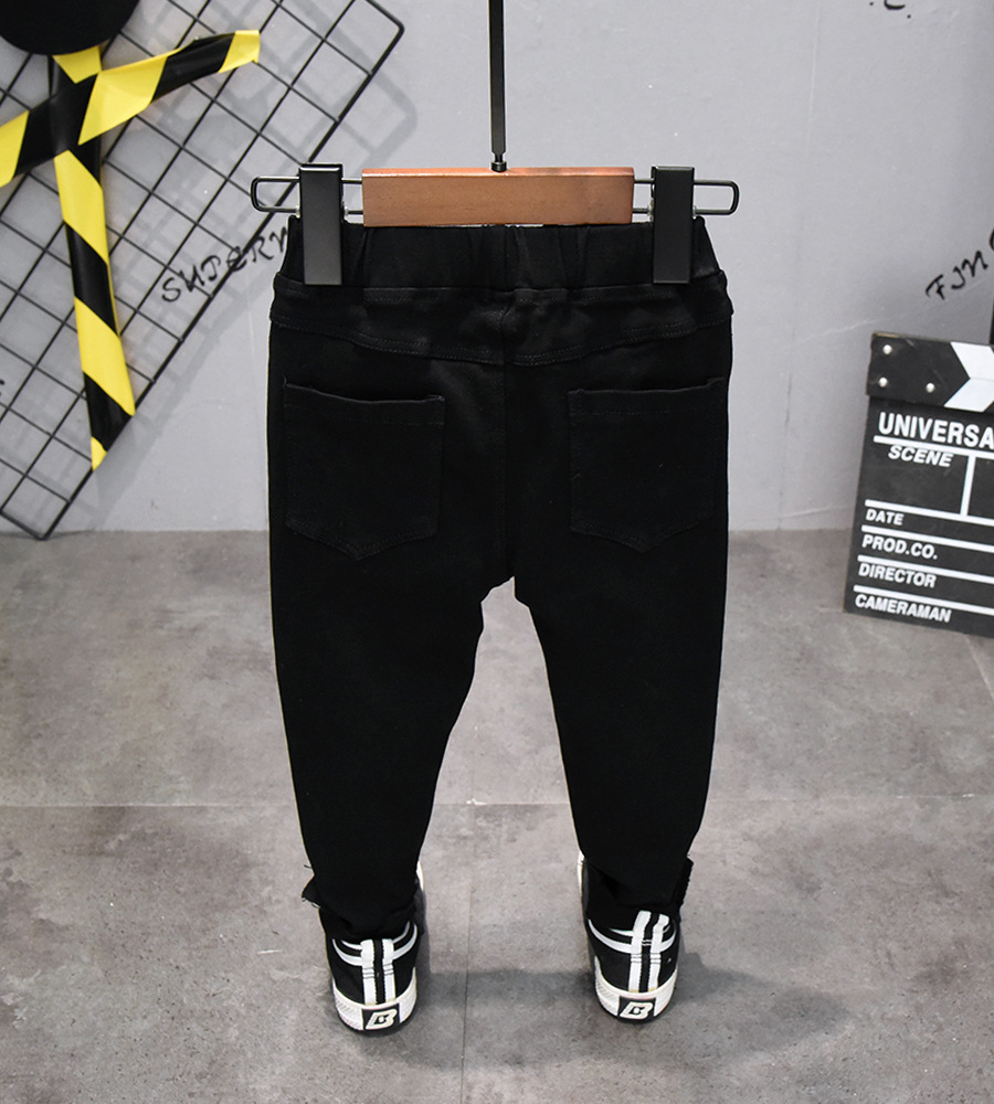 Niños vaqueros negros otoño nuevos pantalones de mezclilla para niños pantalones vaqueros informales de vaquero para niños pantalones de Jean