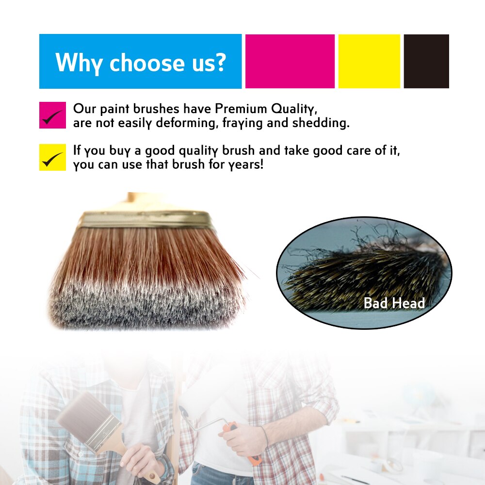 Paint Brush Synthetic Bristle Beech Wooden Handle 1 inch (25.4mm)