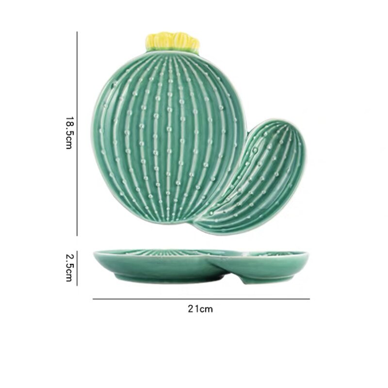 Vajilla de cerámica creativa de estilo nórdico, plato de cena con forma de Cactus y zanahoria, tazón de desayuno, plato de aperitivos para el hogar, plato de ensalada de fruta: Cactus D
