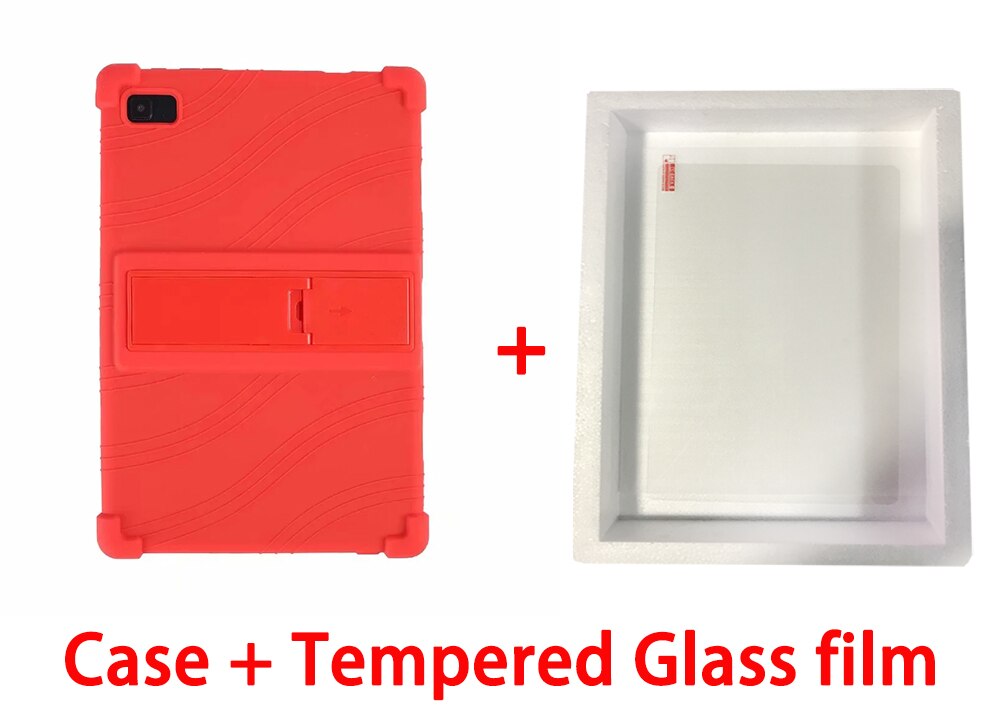 Silicone Cover Case for Teclast P20hd Stand Thickened Stand Soft Cover for Teclast P20 HD M40 Tablet PC: red-Tempered film
