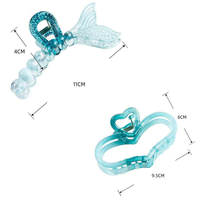 Korean Jelly Gradient Green Acrylic Plate Hair Clip Girl Shark Clip Hair Accessories Hair Clip Clamp Gradient Green Hair Claw