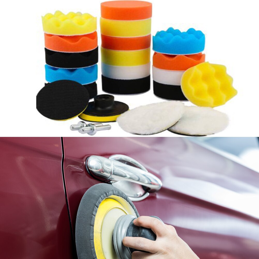 22 Uds. Almohadilla de pulido esponja redonda para coche taladro de limpieza flexible disco de cera pulidor accesorios prácticos herramientas accesorios de coche