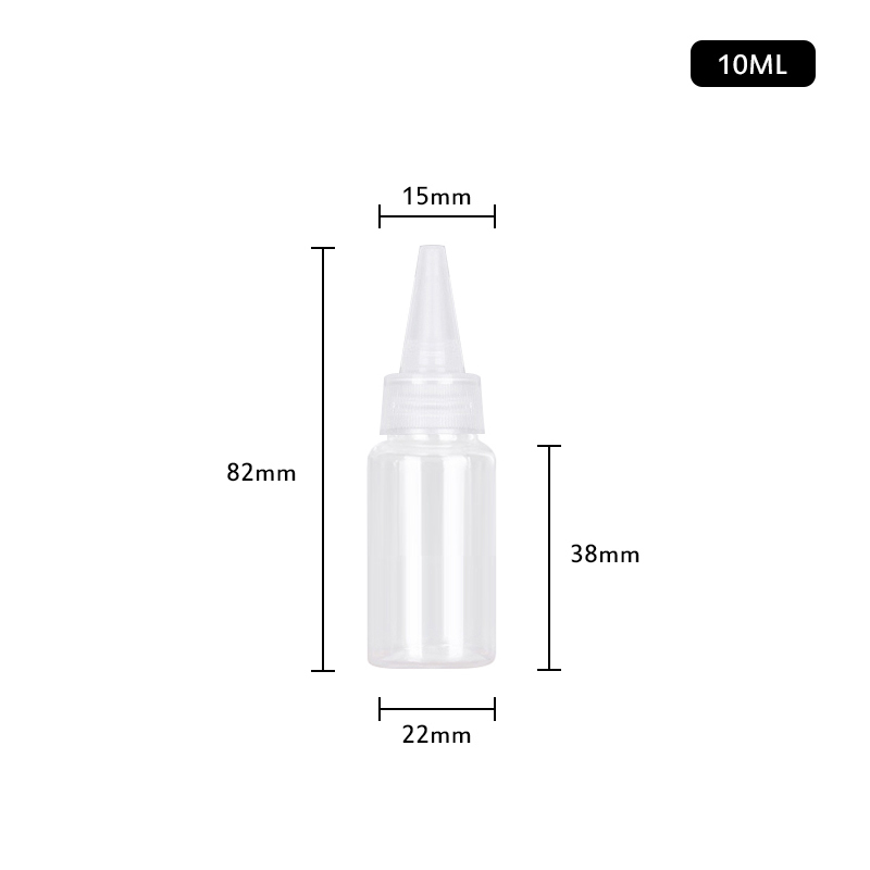 Gennemsigtig plastik næb flaske tom flaske underflaske squeeze emulsion små tomme flydende maling flaske spids farvestof flasker: 10ml
