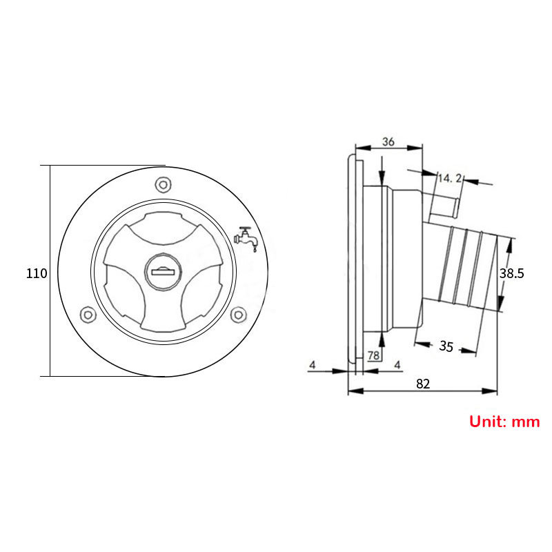 Gravity Water Inlet with Lock Water Tank Filling Port Camper Waterway RV System Boat Camper Trailer White Caravan Accessories