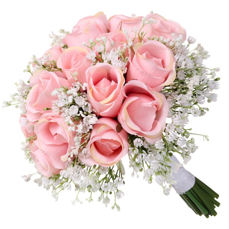 Bruid Bedrijf Bloemen Romantische Bruiloft Kleurrijke Gypsophila Bruid Boeket Roze Bruidsboeketten