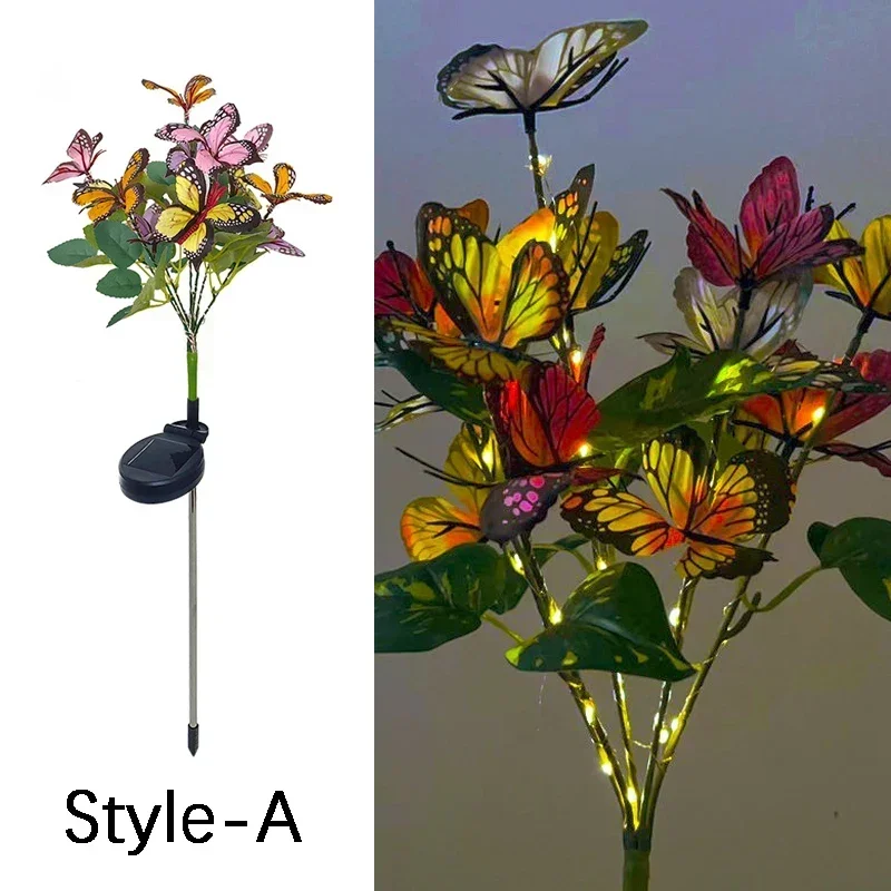 Garden Summer Landscape Lighting Outdoor Solar Light Camping Wedding Party Decor Lawn Lamp LED Simulation Butterfly Sunflower: Blue