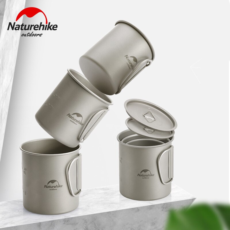 Naturehike ultralette titanium kop skål udendørs camping picnic vand kop krus med foldbart håndtag
