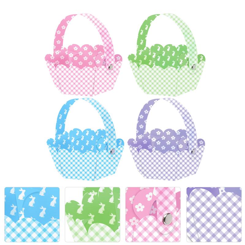 12pcs Delicate Easter DIY Baskets Adorable Egg Storage Baskets Festival Decors Easter Party Candy Bags