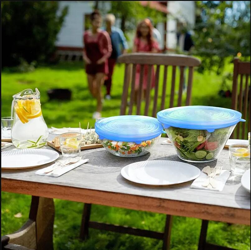 Tapa de succión de silicona Universal, tapa de olla de cocina, tapa elástica de silicona, tapa de tapón de derrame de sartén de cocina, 6 unids/set por juego