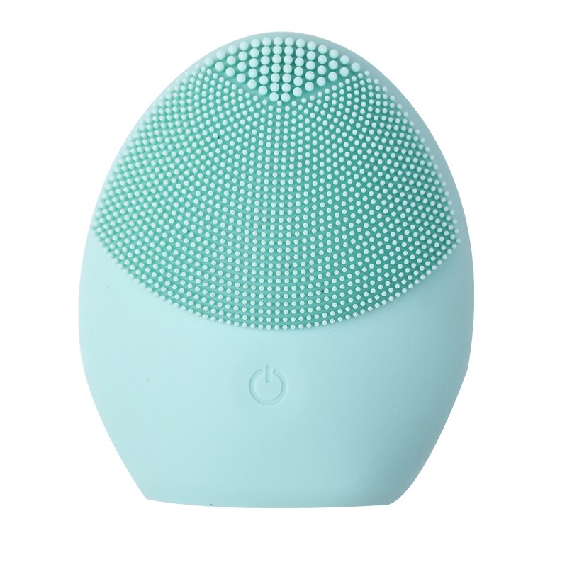 cepillo de limpieza facial eléctrico de silicona, Mini limpiador de vibración Sónica, limpieza profunda de poros, masaje de piel, cepillo de limpieza facial: Green