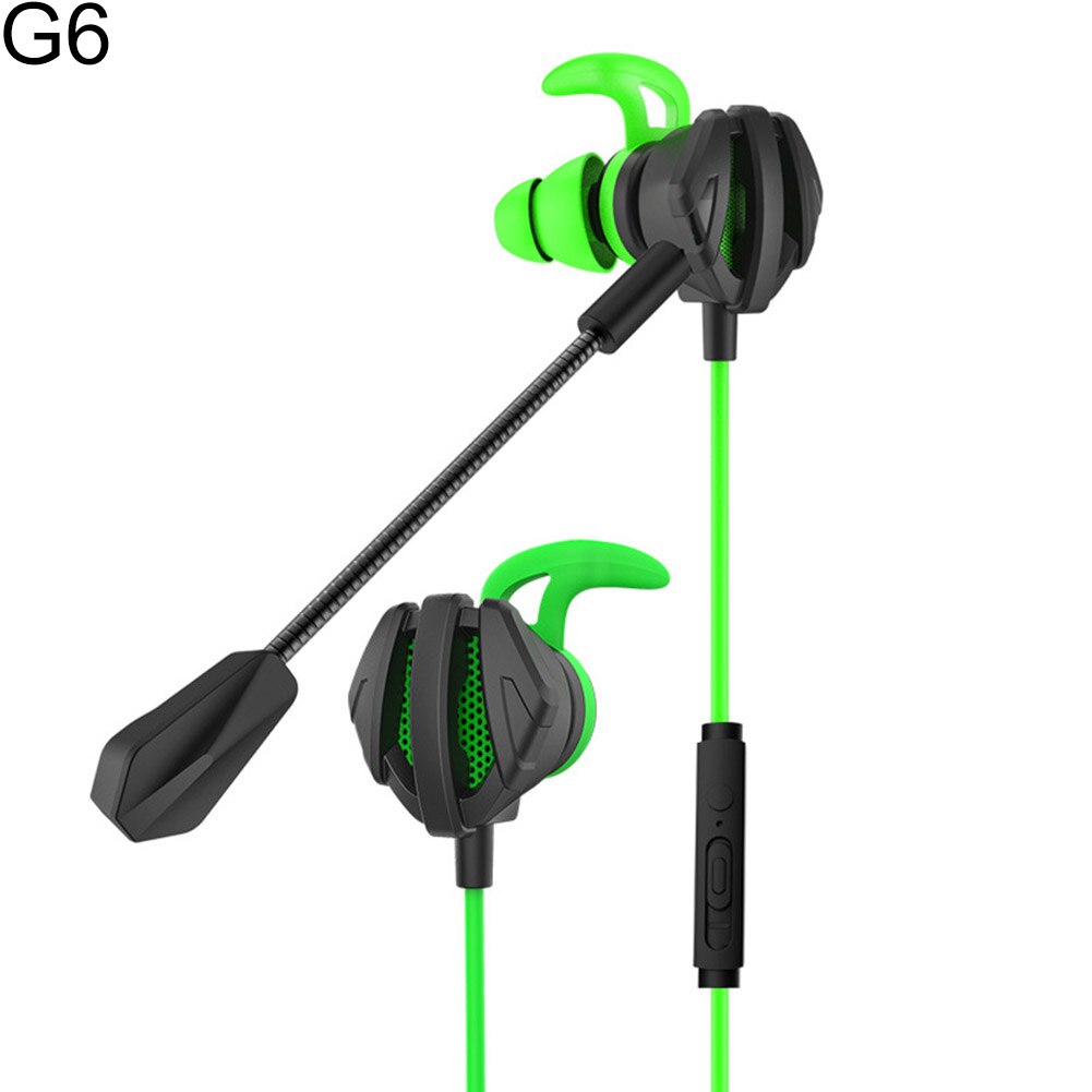 Dynamische Ruisonderdrukking In-Ear Bedrade Koptelefoon Gaming Headsets met Dual Mic: G6 Green