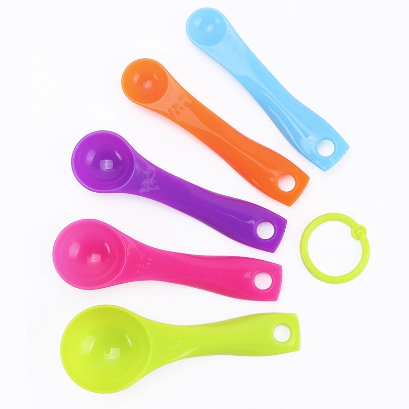 5PCS Small Measuring Spoon Stackable Plastic Measure Scoop Measure Teaspoon for Liquid Small Teaspoon Coffee Sugar Scoop