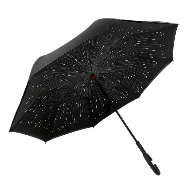 C Handle Windproof Reverse Folding Umbrella Man Women Sunscreen Rain Umbrella Double Layer Anti UV Self Stand Umbrella: XOG440B