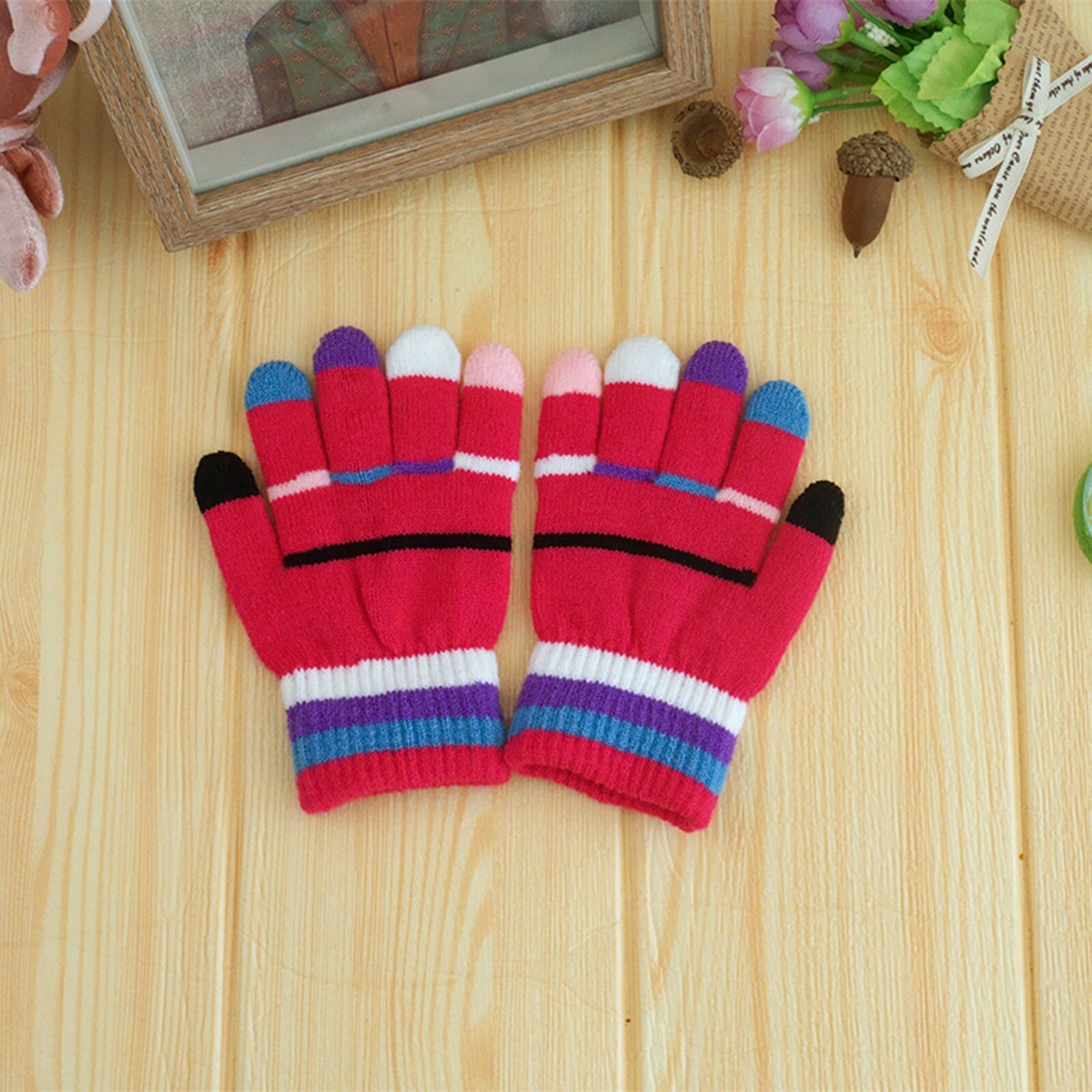 Spleißen Farbe Kaschmir Gestrickte Handschuhe freundlicher freundlicher Winter Warme Hand Handschuhe Touchscreen Volle Finger Handschuhe Guantes Invierno