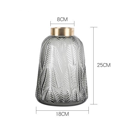 Stor vas glas blomvas träd blad mönster konst figurer heminredning tillbehör tjocka vaser växter hållare bo dekor: C