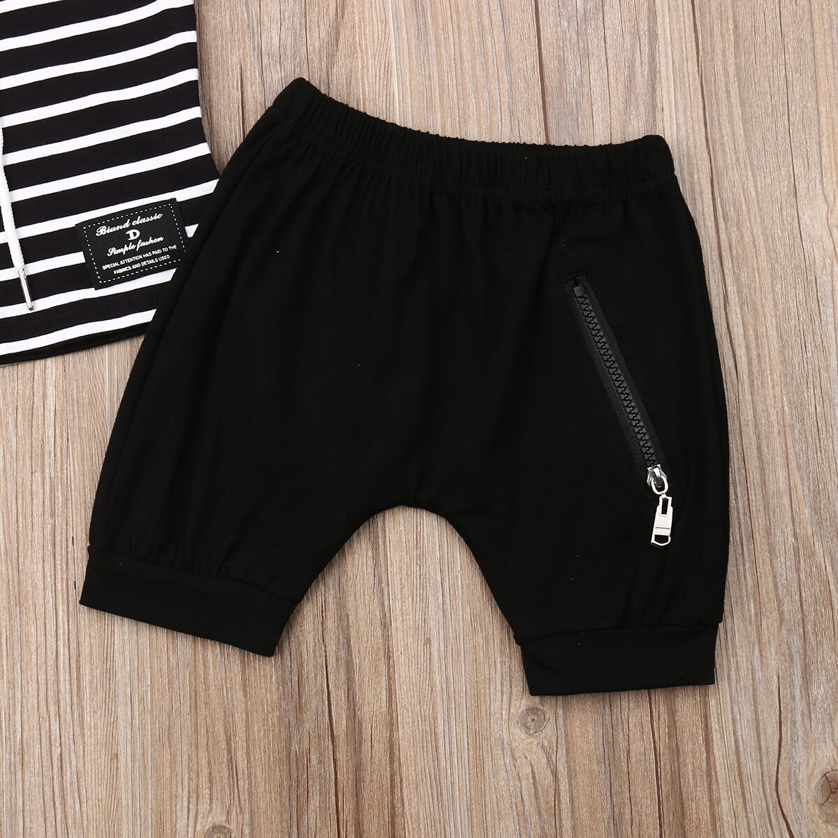 Småbørn baby dreng tøj stribet ærmeløs hætte top skjorte shorts sommer outfit
