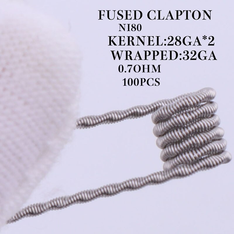 XFKM NI80 50/100 pcs twisted Fused Bijenkorf clapton coils premade wrap Alien Mix twisted Quad Tijger Verwarming Weerstand rda coil: fused-ni80-100