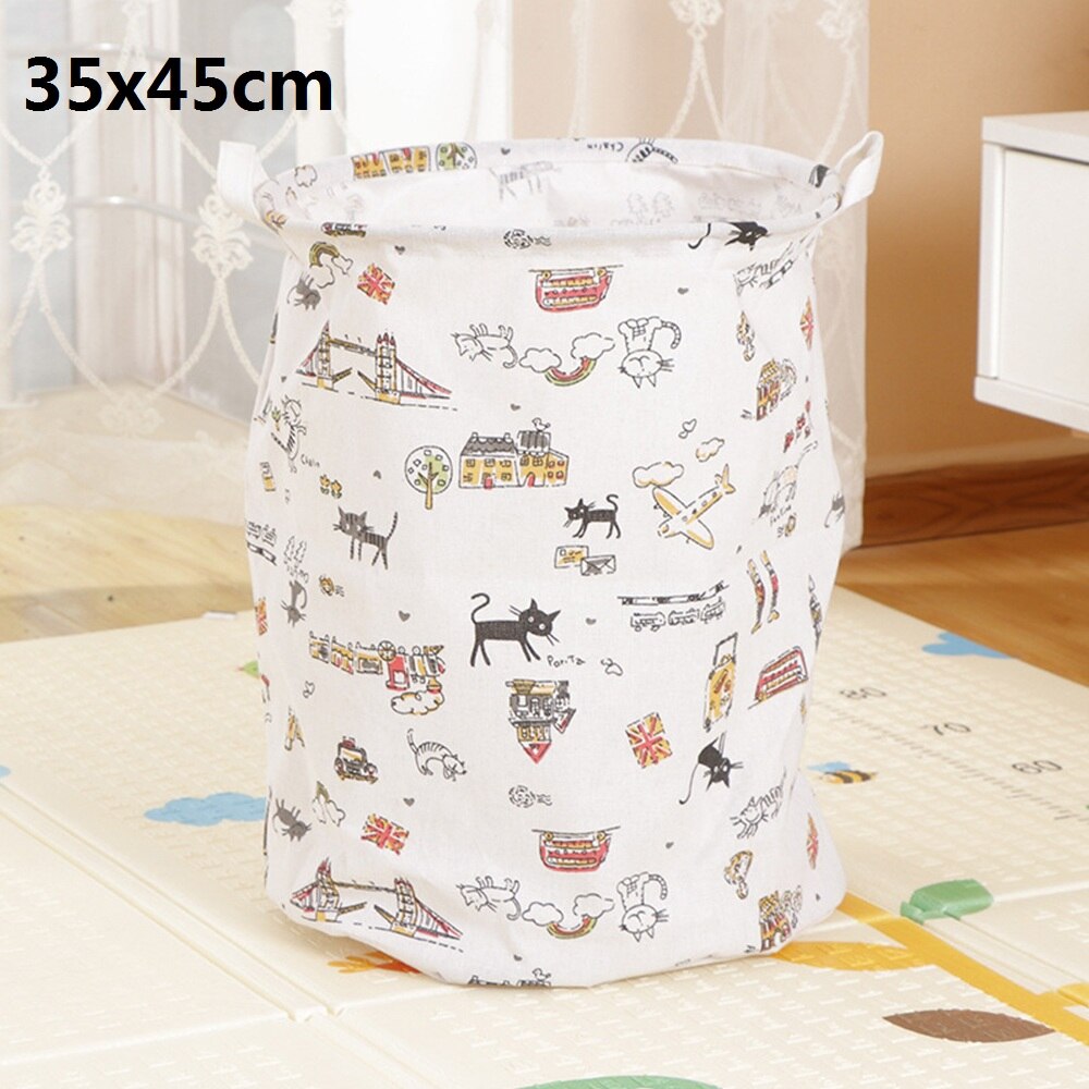 Folding Cotton Cloth Large Laundry Basket Toys Clothes Storage Box Bag Bucket Washing Dirty Clothes Organizer Bin With Handle: A1