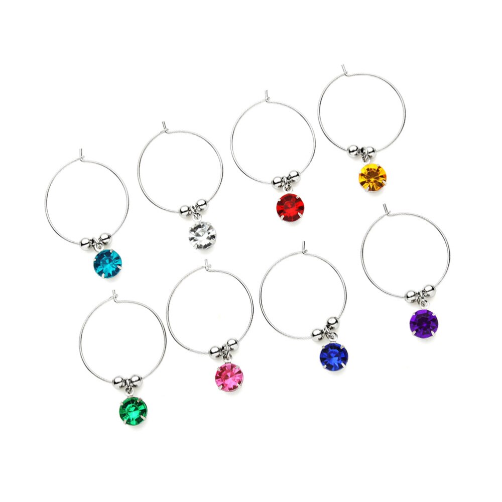 8 stk farverige diamanter vinglas hængende ring hængende diy vinglas ring til restaurant hotel bar (blandet farve)