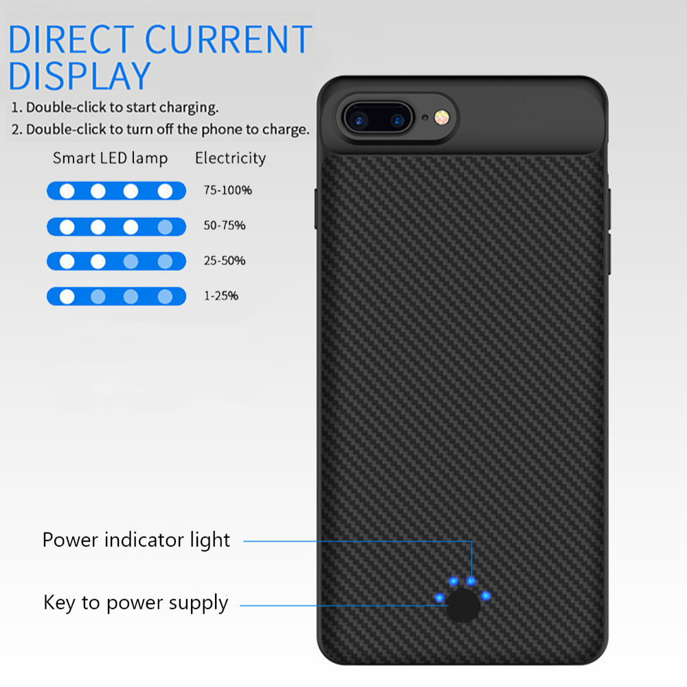 Batterijhoesje voor iphone 6 6s 7 8 2500/3700/5000/7000 mah batterijladerhoesje voor iphone 6 6s 7 8 plus powerbank oplaadhoesje