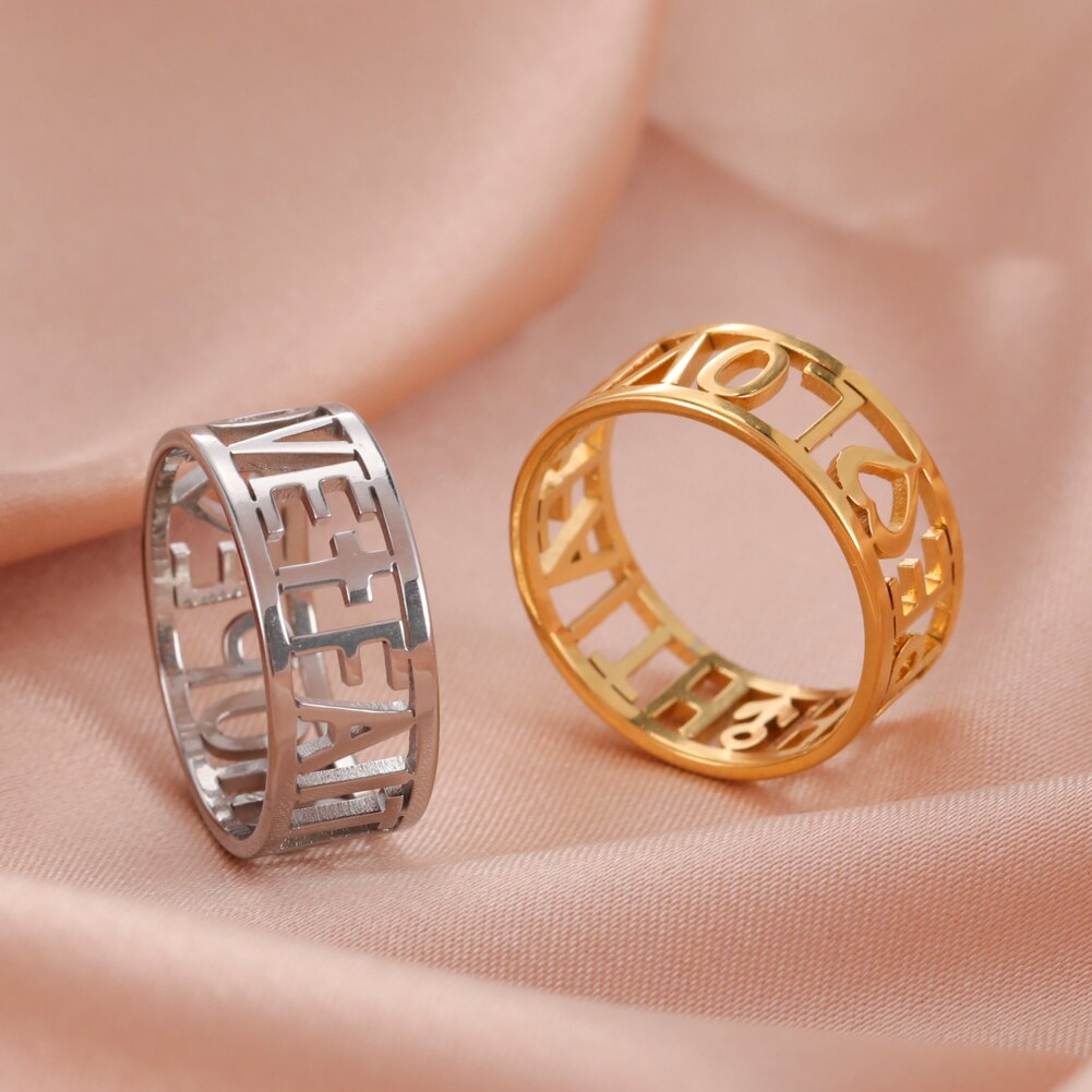 COOLTIME LOVE FAITH HOPE Couple Rings for Women Cross Heart Stainless Steel Wedding Engagement Ring Jewelry