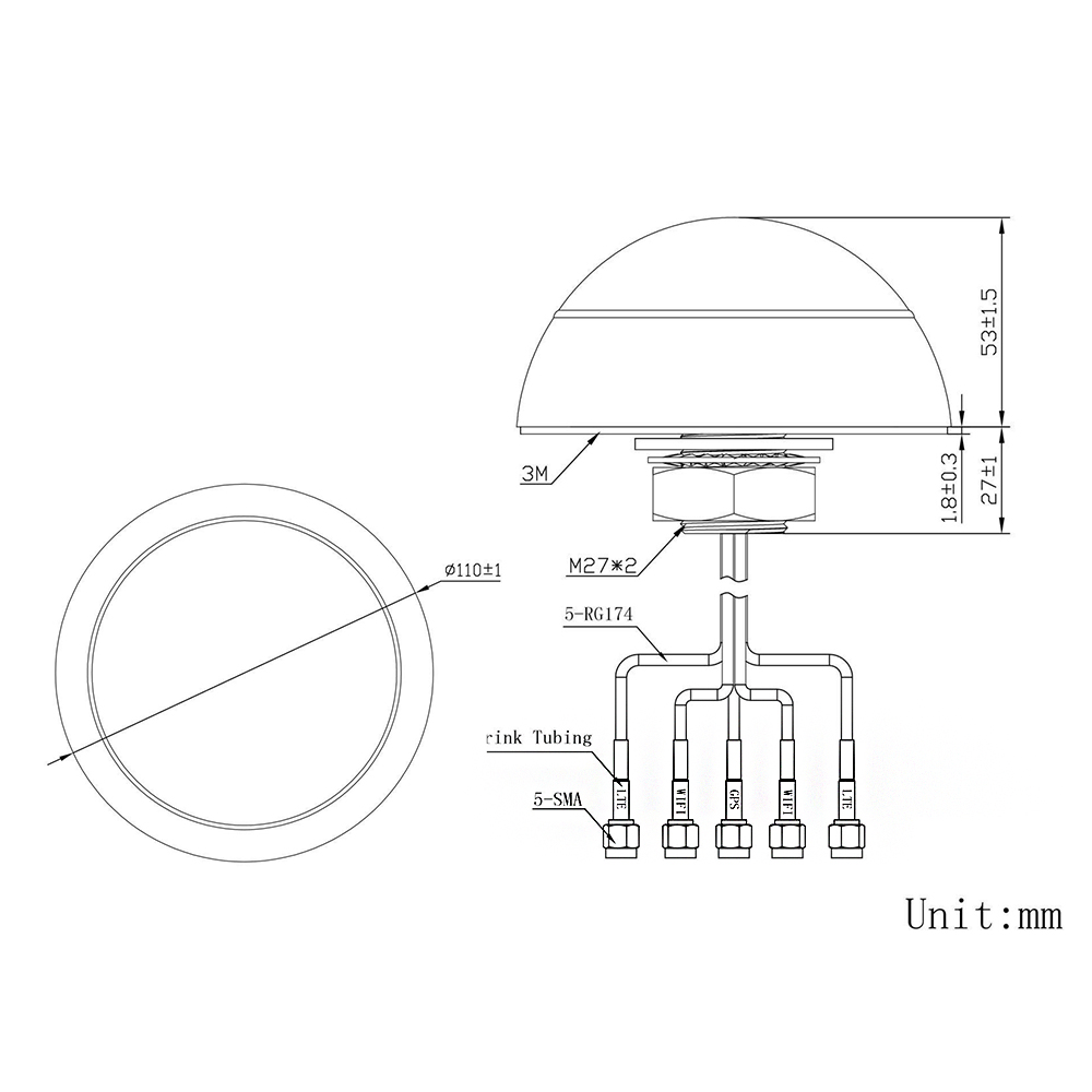 Antenne WIFI MIMO LTE haute vitesse avec GPS