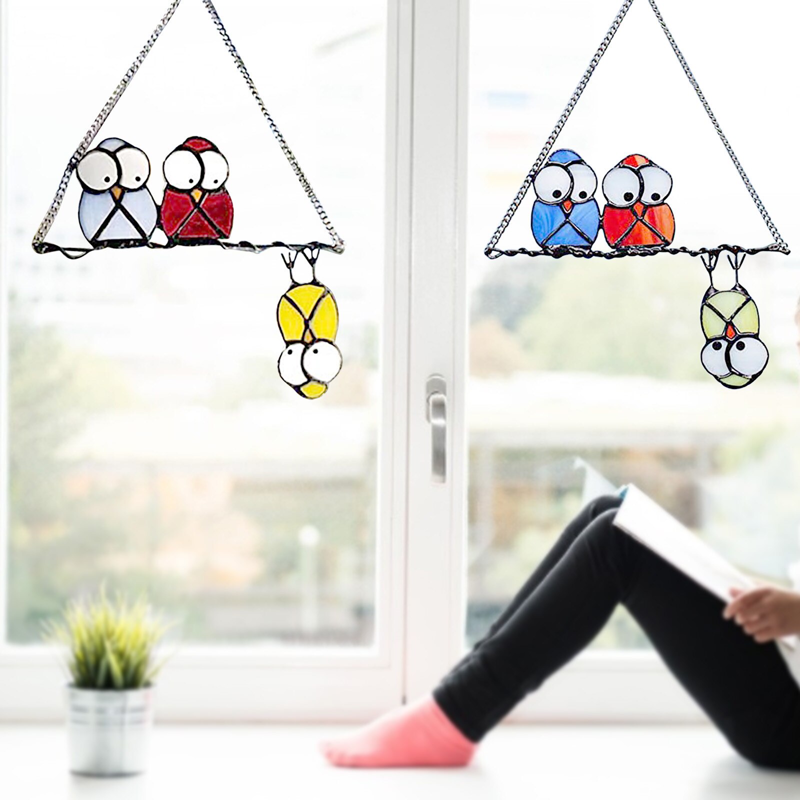 Bird Species Stained Pendant Window Hanging Suncatcher Acrylic Birds Hanging Decoration Crafts Stained Glass Window Panels#40