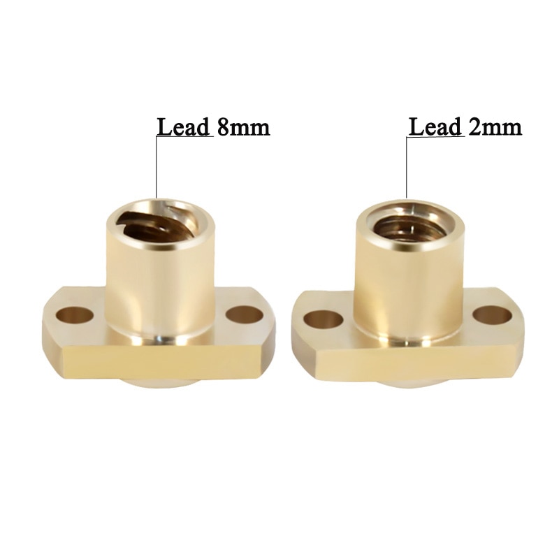 T8 spindel murmeln Tonhöhe 2mm Blei 2mm/8mm Durcheinander T8x8mm Flansch Blei Schraube murmeln für CNC teile 3D Drucker Zubehör