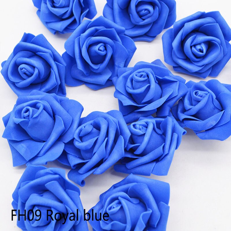 20 stk/parti 6cm blomsterhoved kunstige blomster bryllup dekorationer pe skum roser gør-det-selv blomster scrapbog krans krans boligindretning: Kongeblå  fh09
