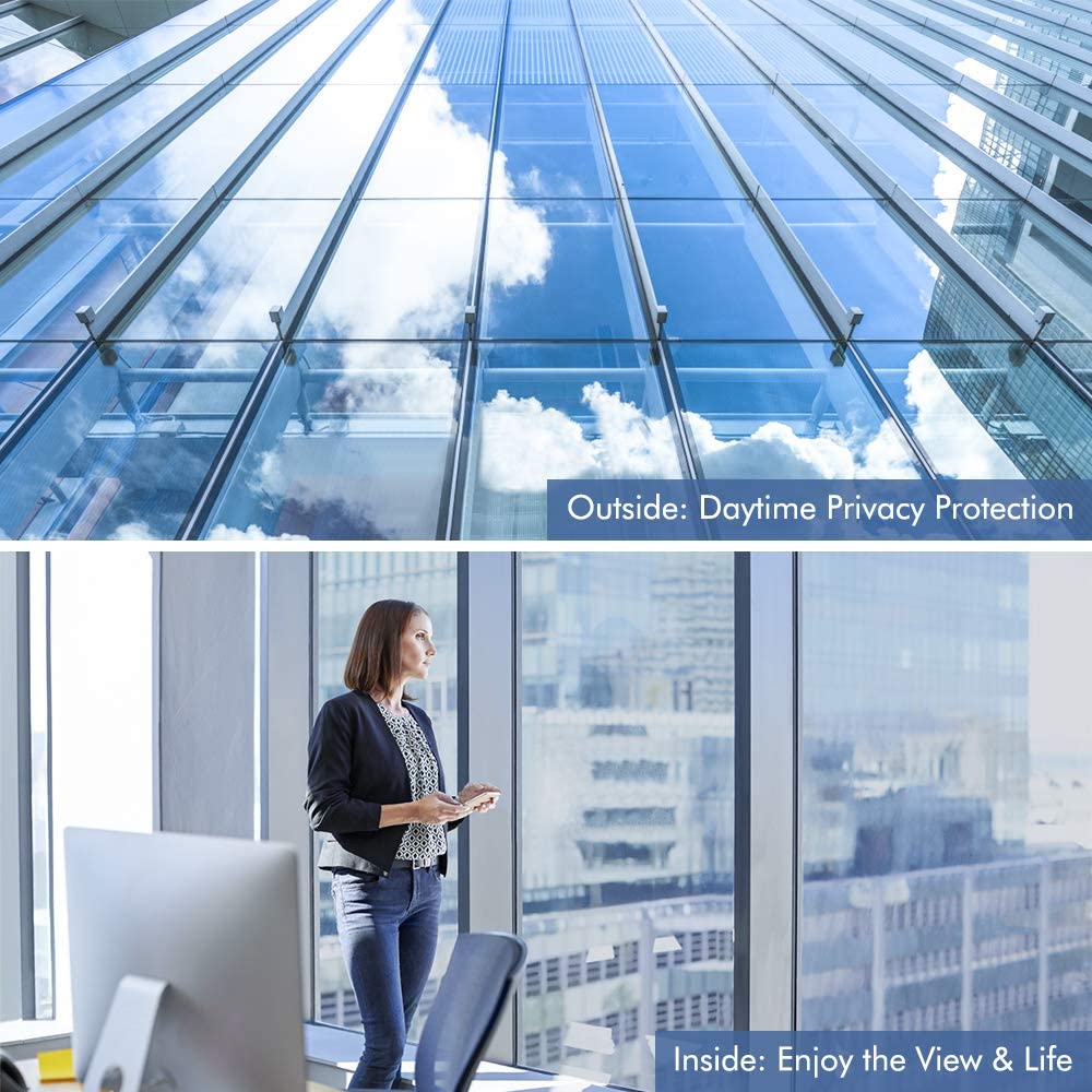 One Way Window Film Mirror Effect Tint Glass Covering Daytime Privacy Protecting Reflective Anti UV Door Sticker for House