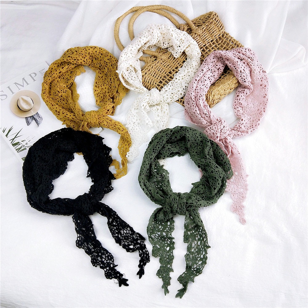 Women Lace Sheer Floral Knit Veil Scarf Hollow Out Crochet Shawl Wraps Tassels Scarves Party Evening Neckerchief A014