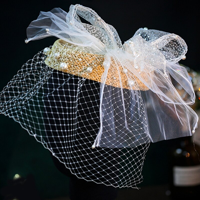 Wedding Bridal Hats Fascinators headpiece party Hat corsage White bridcage veil party hair accessories