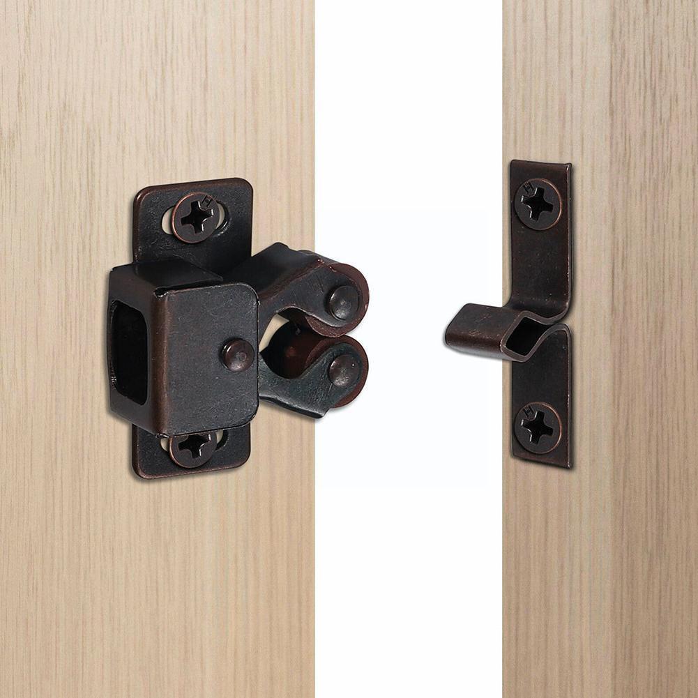 Topes de puerta de muebles, pestillo de armario de Color cobre antiguo, libre de rodillo con doble puerta, cierres estriadores y S C1W5