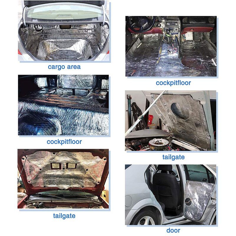 Papier d'aluminium 100x100cm 10mm voiture son bruit Deadener insonorisé coton pour capot moteur voiture toit voiture intérieur accessoires
