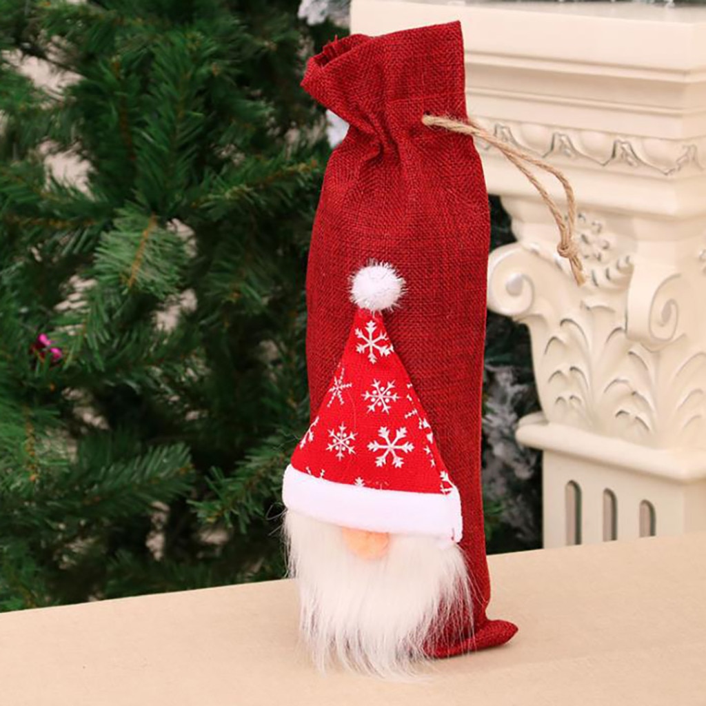 Santa Claus Christmas Tree Wine Bottle Covers Decoration Christmas Halloween Year Bags Holders Ornaments Navidad#45: C