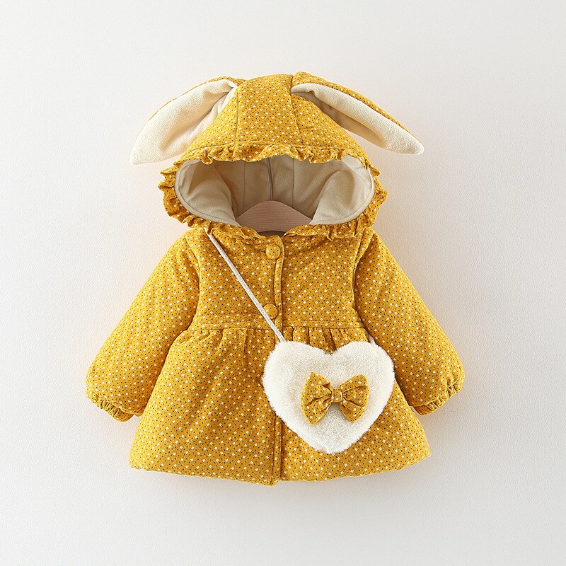 Herbst Winter Baby Mädchen Mäntel Jacken Für Mädchen Drucken Mit Kapuze Dicke Warme freundlicher Outwears Kleinkind Mäntel Kleinkind Baby Mädchen Kleidung: Gelb / 9m