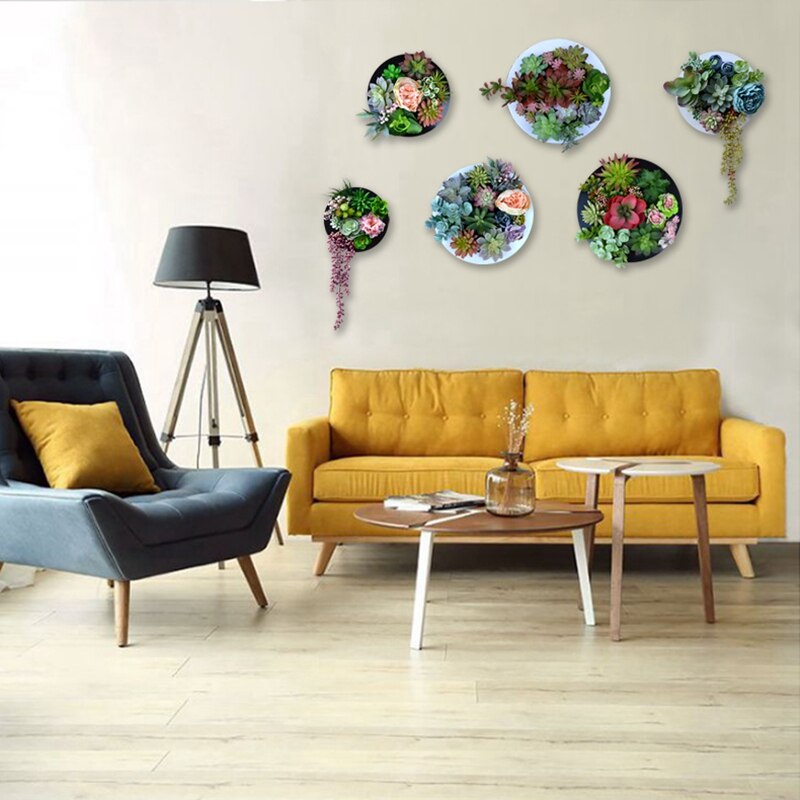 Nordisk simulation sukkulent grøn plante blomster dekoration vægophæng ramme butik ornamenter væg hjem dekorationer kunstige planter