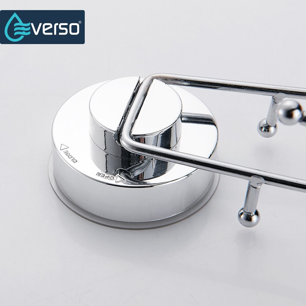 Everso Roestvrij Staal Verwijderbare Vacuüm Zuignap Swivel Dubbele Muur Haak Badkamer Keuken Houder Hanger Voor Handdoek Gewaad