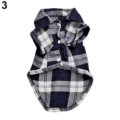 TINGHAO Hond kleren Leuk Huisdier Puppy Comfortabele Plaid Shirt Jas Kleding T-Shirt Maat XS SML Hond Levert: Blauw / S