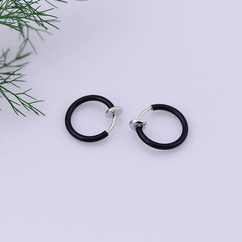 Einfache Punk Bar Lappen durchbohren Zunge Bauch Lippe Ring Knorpel Ohrringe Brincos Für Frauen ErkläSprosse Ohr Schmuck Nase Ringe: Schwarz