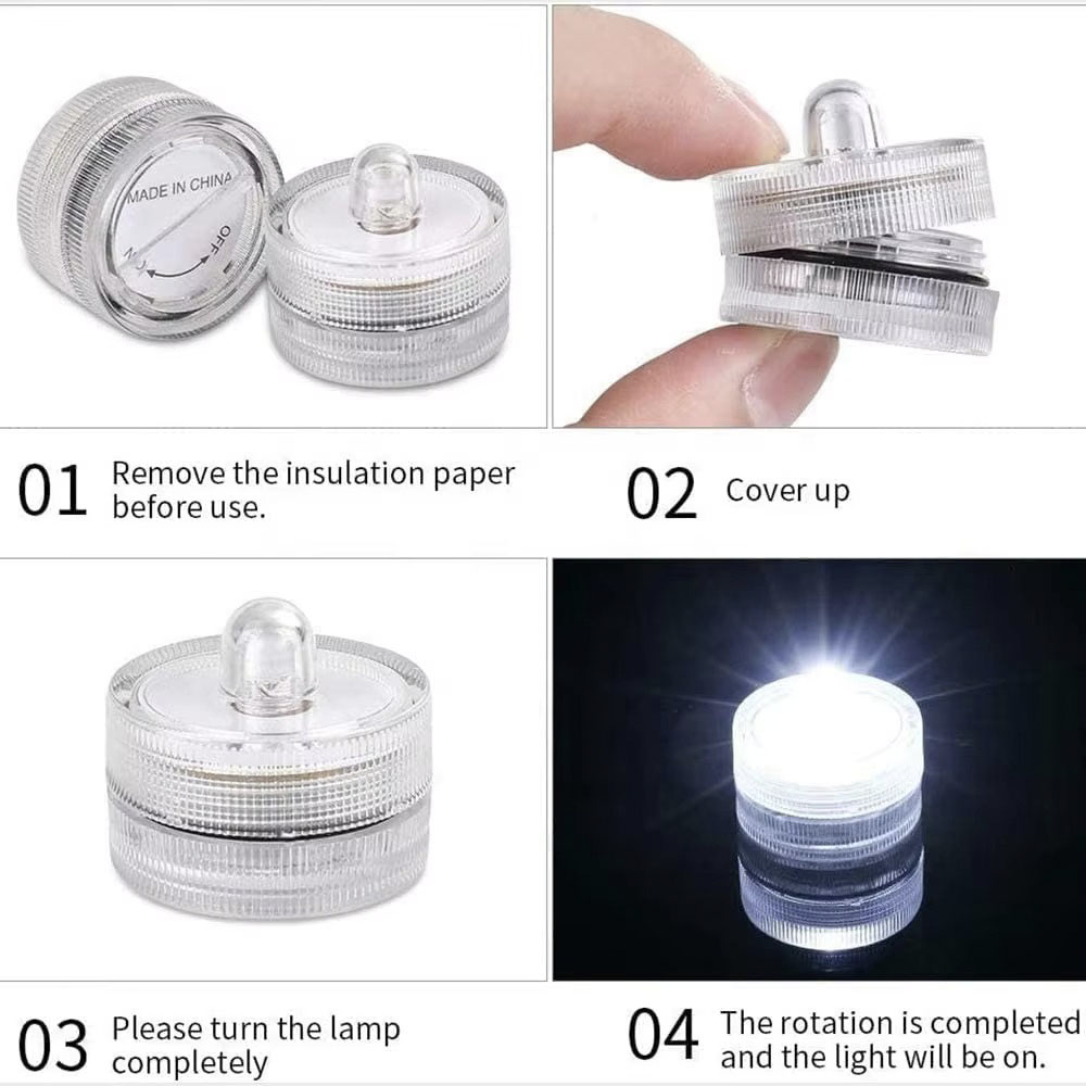 Waterproof Submersible LED Light Tea Lights Pond Underwater Small LED Lights for Wedding Home Vase Festival Party Decoration