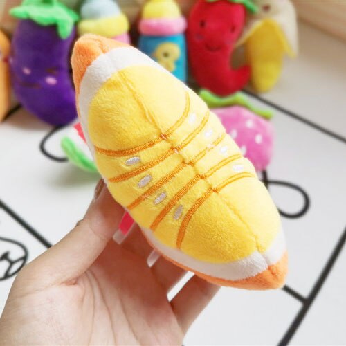PT016 Cartoon Chew Play Pet Squeaky Puppy Chew Squeaker Quack Sound Doll Toy Simulation Donut Pet Supplies Dog Toys: PT017-yellow