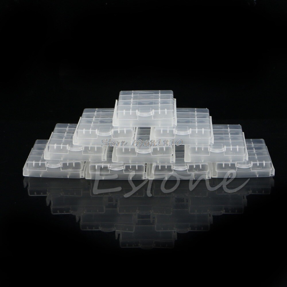 10 Pcs Hard Plastic Blue White Case Cover Holder AA / AAA Battery Storage Box Z17