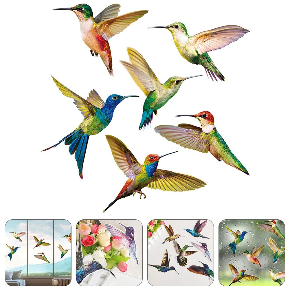 6 Pcs Hummingbird Window Clings Window Decor Decals Unique Window Decor Film