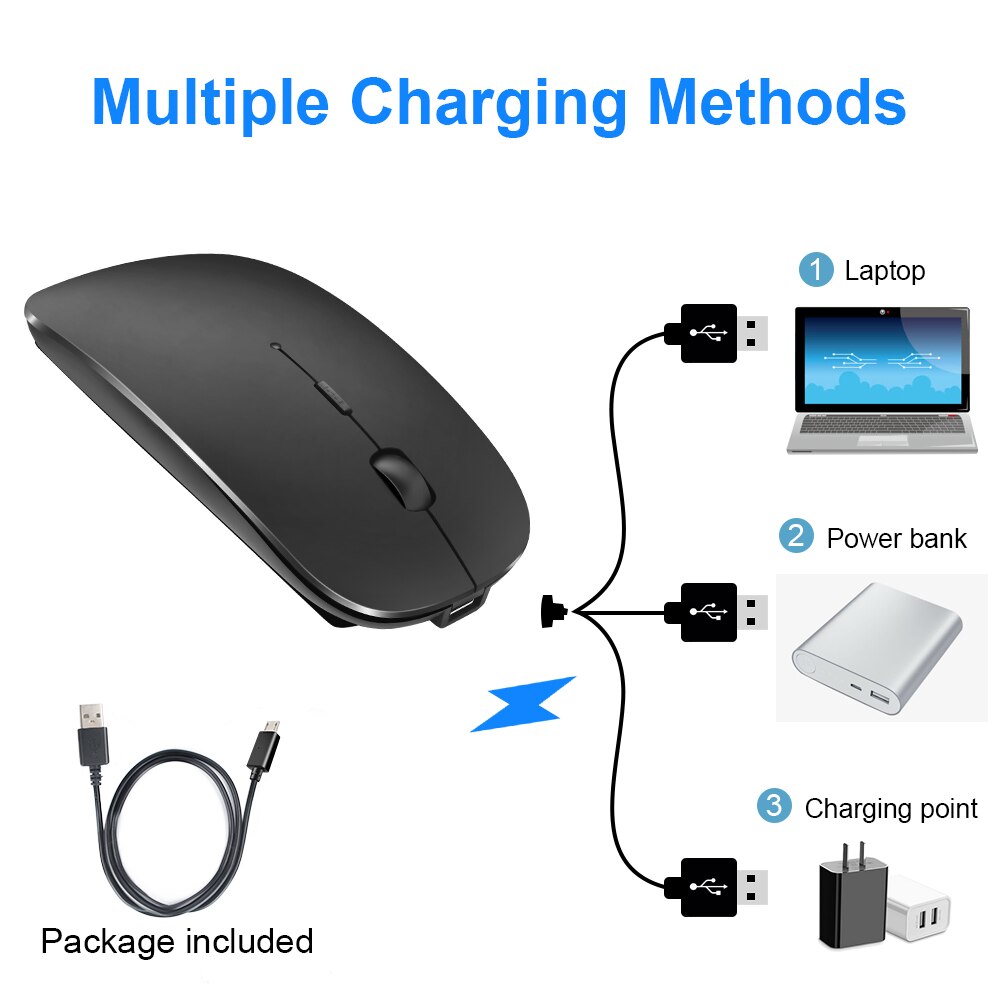 Draadloze Muis Computer Bluetooth Muis Stille Pc Mause Oplaadbare Ergonomische Muis 2.4Ghz Usb Optische Muizen Voor Laptop Pc