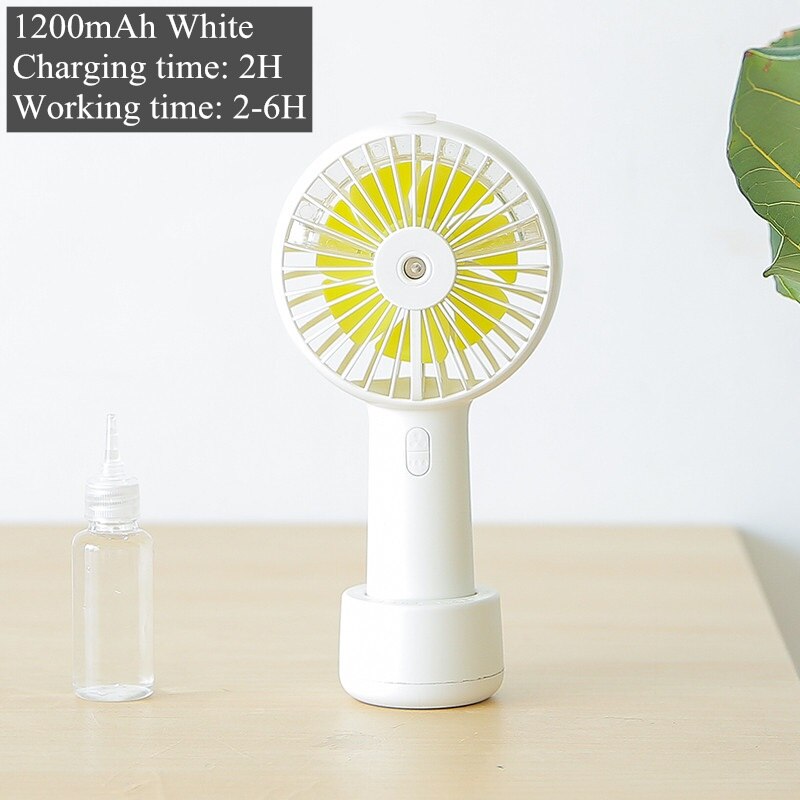 Battery Portable Water Spray Mist Fan Electric USB Rechargeable Handheld Mini Fan Cooling Air Conditioner Humidifier for Outdoor: 1200mah white