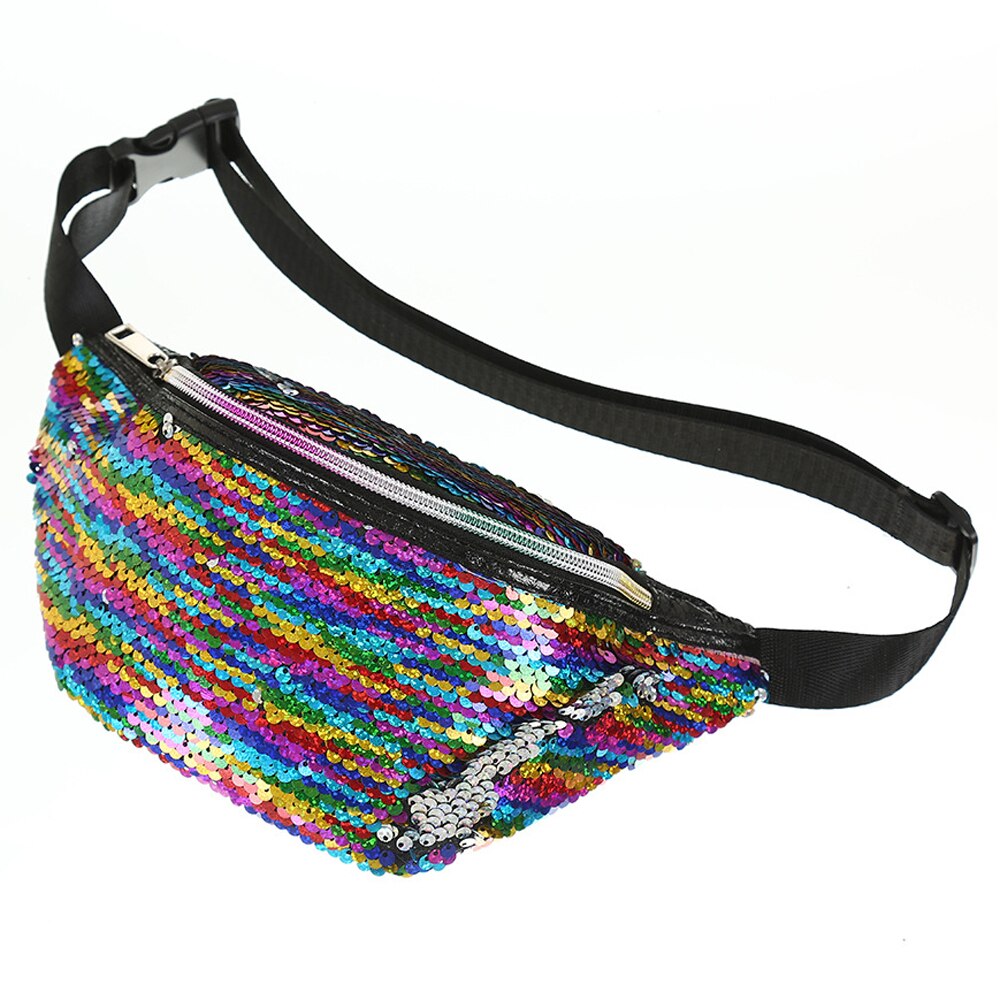 Women Girls Sequins Glitter Waist Bag Packs Bum Bag Phone Zipper Waist Pouch Belt Bags For Women Birthday Christmas